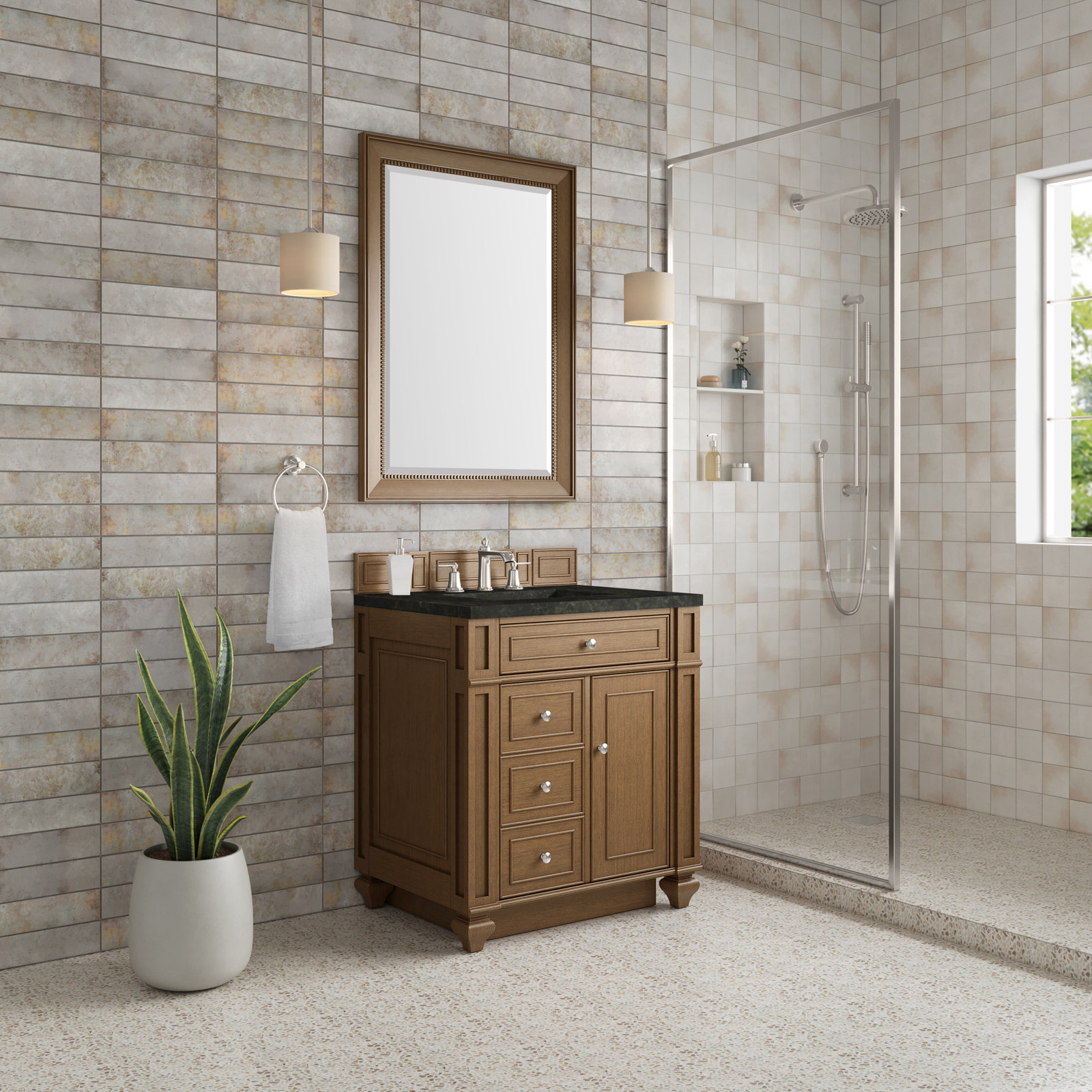 Calisto 30" Single Bathroom Vanity, Saddle Brown, Phantome Eclos, 8" Widespread