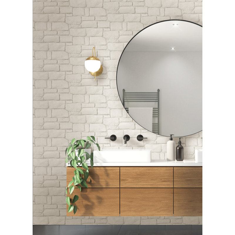 Brick Vinyl Wallpaper Roll, Ivory