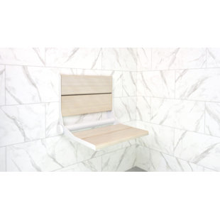 INVISIA SerenaSeat Pro Stainless, 18" Width, Light Stain, Matte White Frame