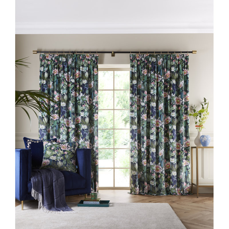 Waterlily Room Darkening Curtain Pair, 228 W x 228 D cm