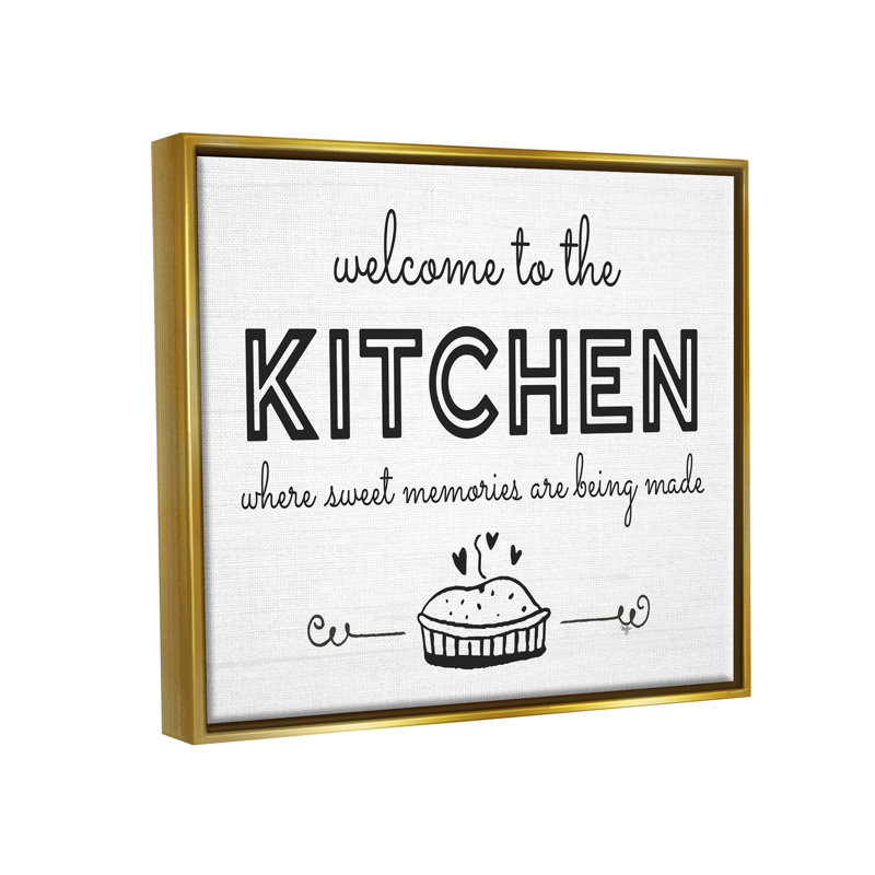 «Welcome to Kitchen Fresh Baked Pie», art textuel sur toile, H 17 po x l 21 po x P 1,7 po, Cadre flottant métallique doré