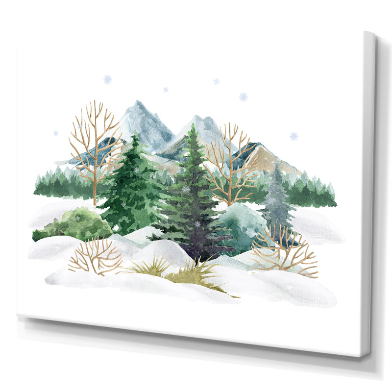 Winter Forest Landscape Nature Scene - Peinture sur toile, H 40 po x l 60 po, Toile tendue