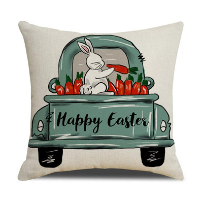 Housse de coussin de Pâques Housse de coussin imprimée Housse de coussin en lin polyvalente pour la décoration intérieure