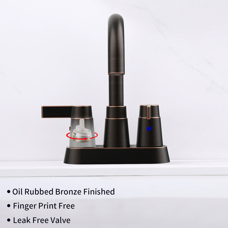 Bathroom Faucet Oil Rubbed Bronze 2-Handle Bathroom Sink Faucet 360 Degree High Arc Swivel Spout Centerset 4 Inch Vanity Faucet Bathroom Faucet 3 Holes Lavatory Faucet