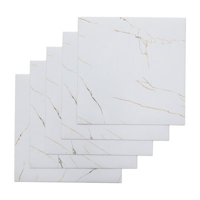 Daryosh 10Pcs Self Adhesive Flooring 30x30 cm PVC Tile in White