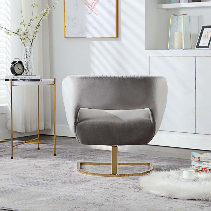 Chaise d'appoint rembourrée et capitonnée Alleen, Velours gris