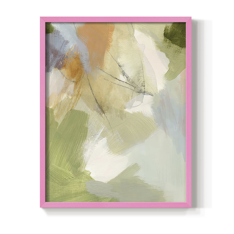 Verdure III, reproduction encadrée - bois massif, H 15 po x l 12 po, Rose