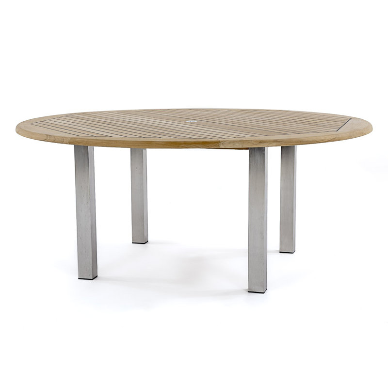 Round Teak Solid Wood Outdoor Dining Table Yes , 72 " W 72 " D