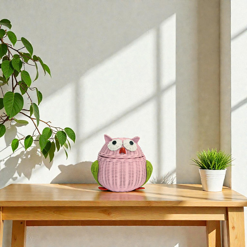 Panier en rotin Millwood Pines, H 7 po x l 6,5 po x P 5,5 po, Rose