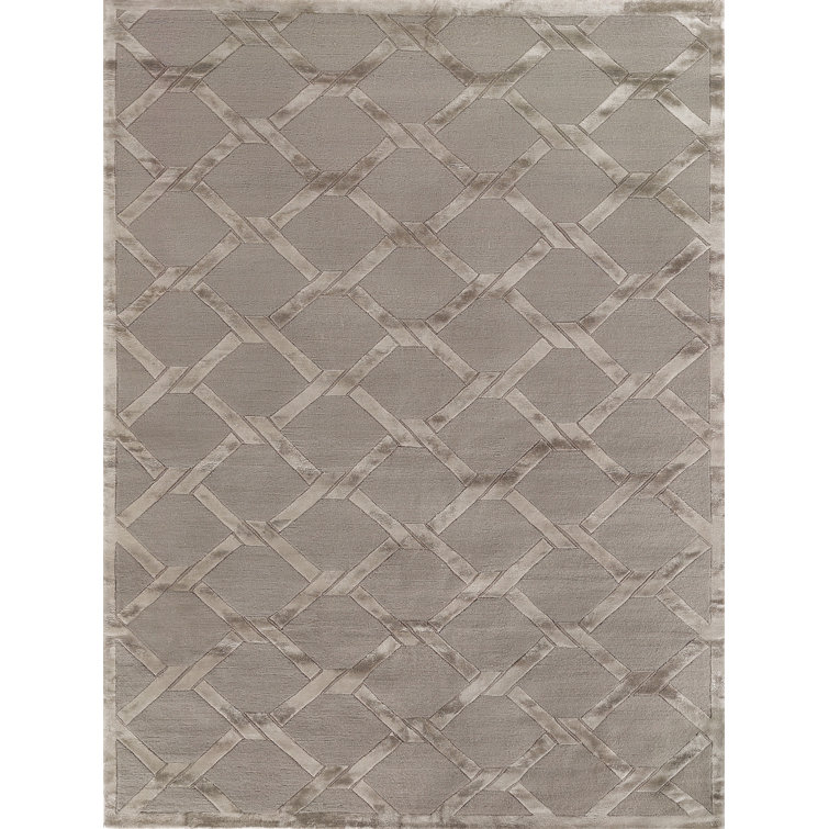 Metro-Velvet Geometric Area Rug in Beige