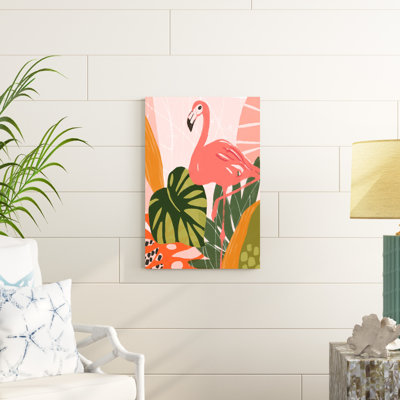 «Jungle Flamingo I», peinture sur toile