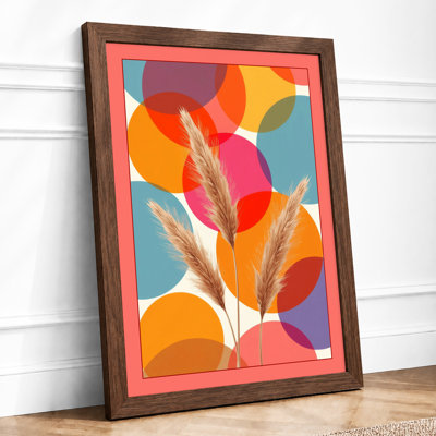 Wheat and Geometric Light Botanical - Framed Print