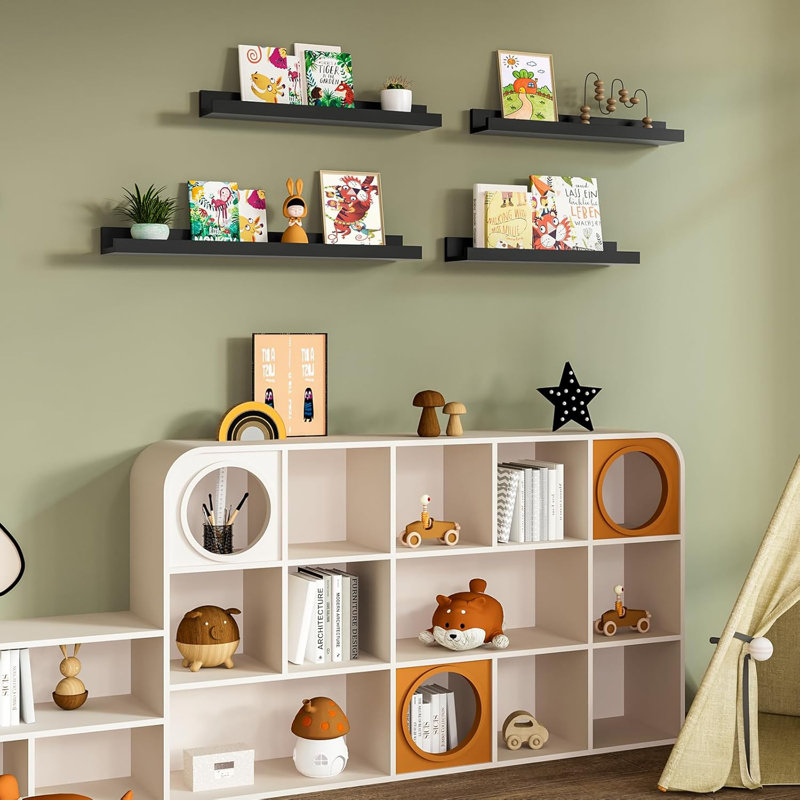 Floating Shelves Set Of 3, Picture Ledge Shelf, Floating Shelves For Wall, Black Floating Shelves With Lip For Living Room, Bedroom,Bookshelf,Nursery