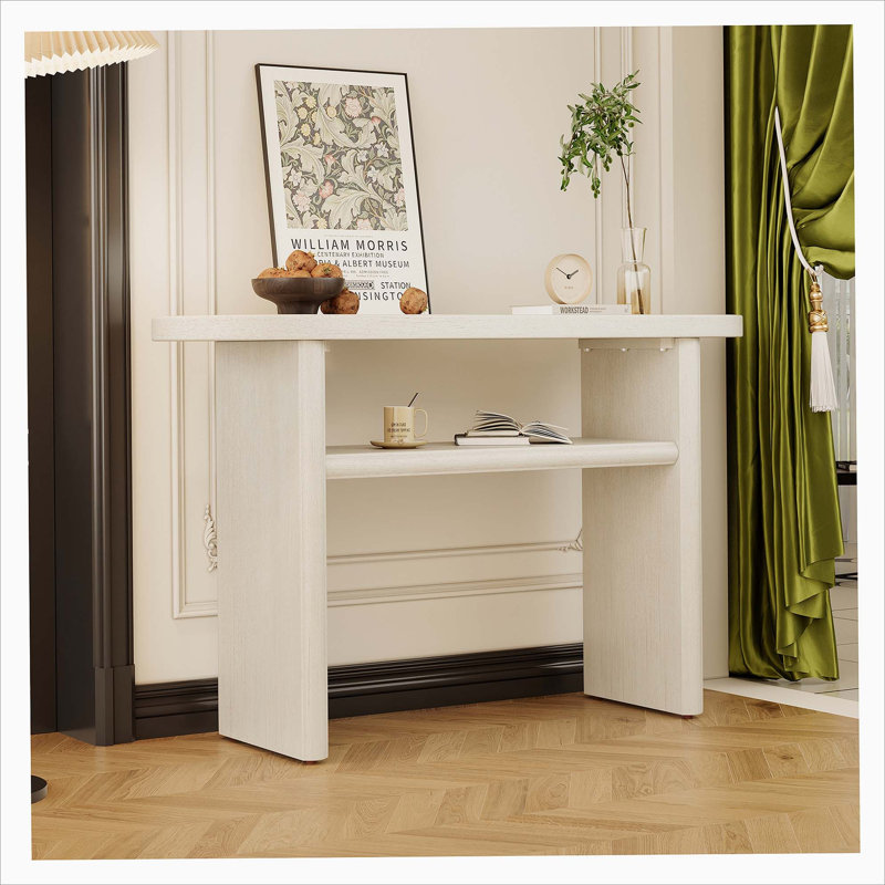 Console avec bords arrondis et tablette robuste, Gris délavé