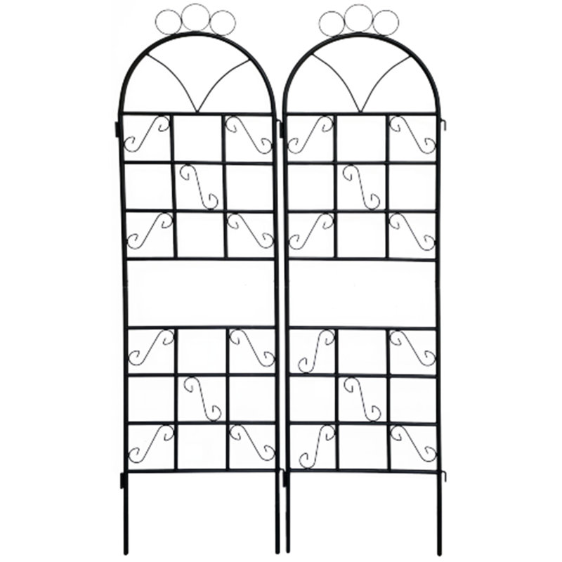 1 ensemble (2 pièces) treillis de jardin en métal pour plantes grimpantes, Noir