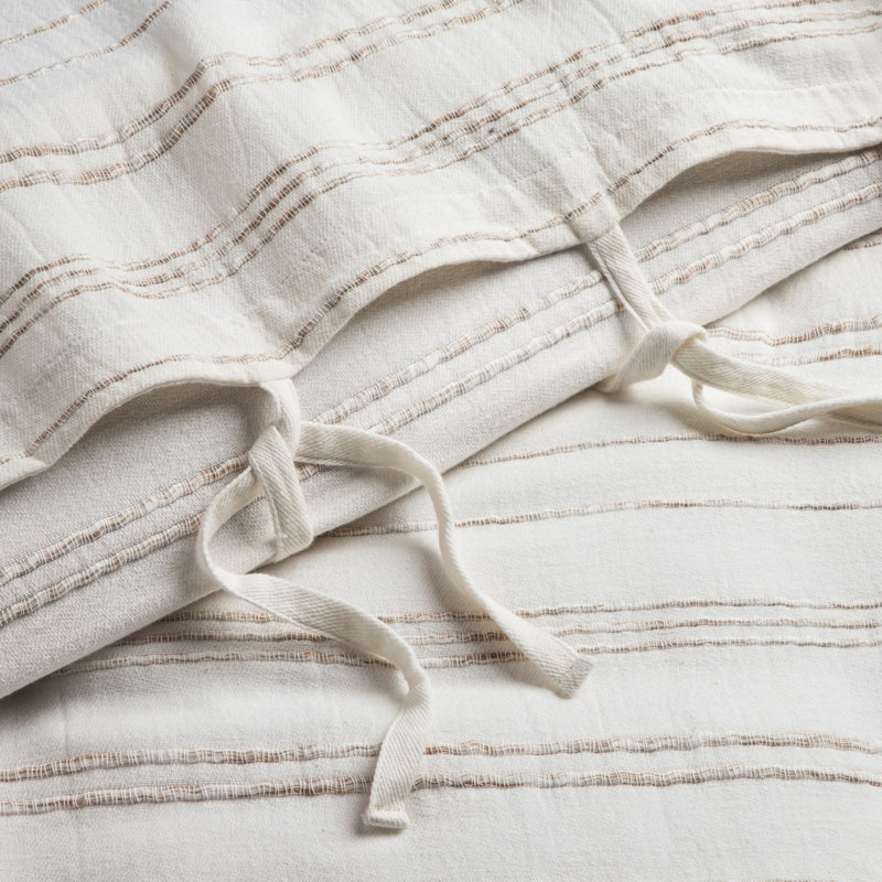 White & Beige Stripe Duvet Cover, King