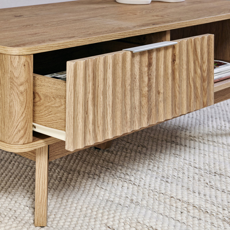 Cearlait 43,3" Coffee Table 1 Drawer, Brown