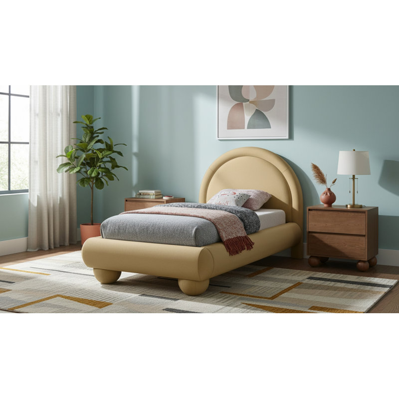 Madrid Velvet Bed, Twin, Camel Velvet