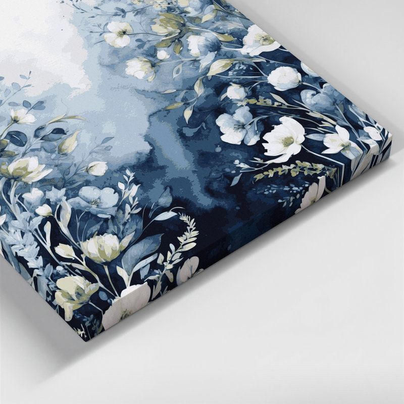 "Watercolor Floral 87", art mural sur toile grise, H 16 po x l 16 po