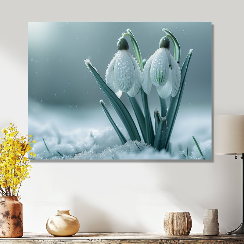 Photo de perle blanche en hiver, Métal métal, H 24 po x l 32 po x P 1 po