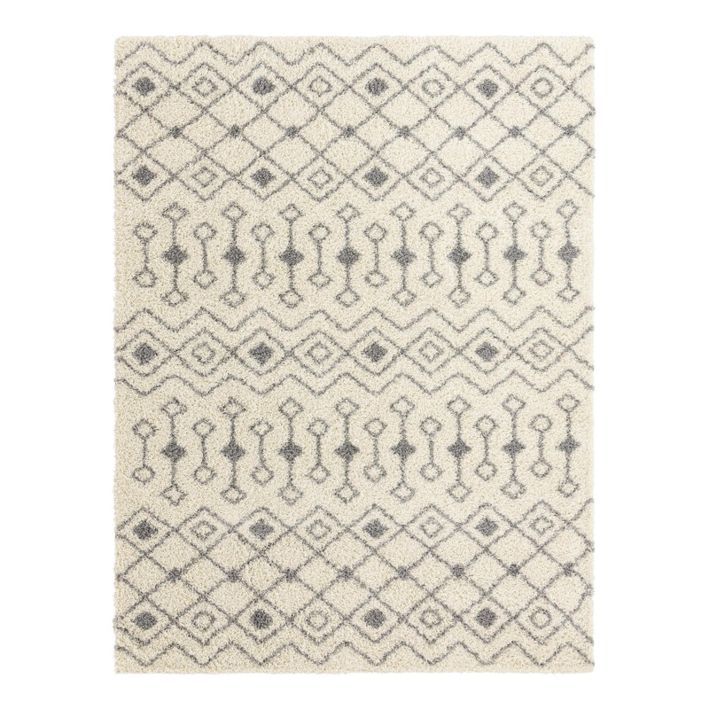 Tapis à poil long gris treillis Griego, Rectangle 9 pi x 12 pi