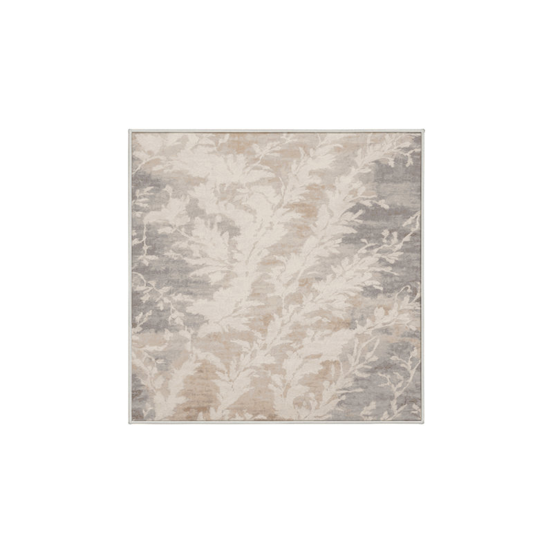 Tapis beige soyeux et moelleux, Carré 8 pi