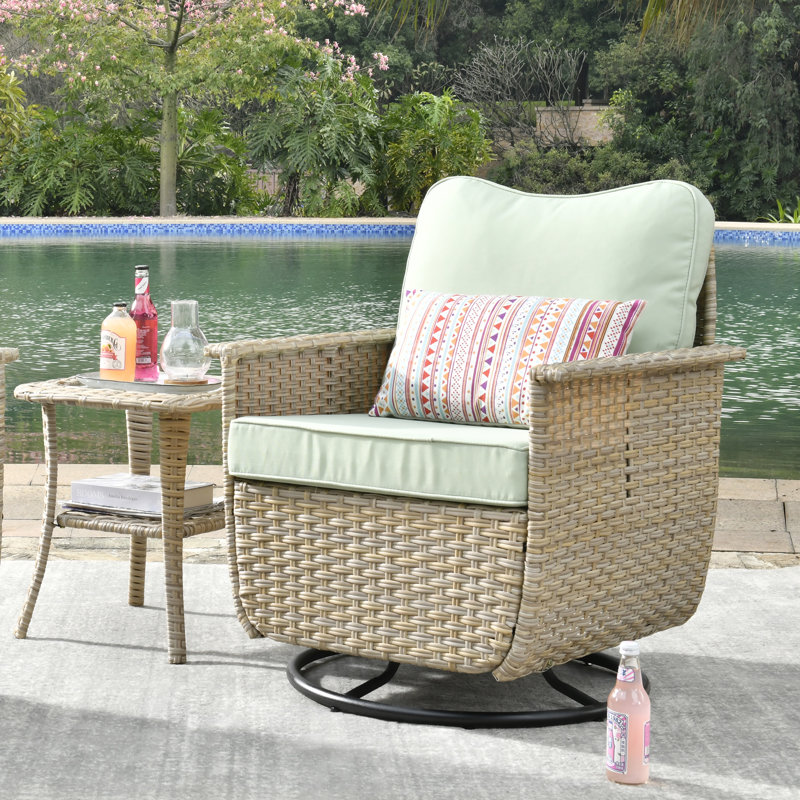 Chaise de patio pivotante avec coussin, Vert clair