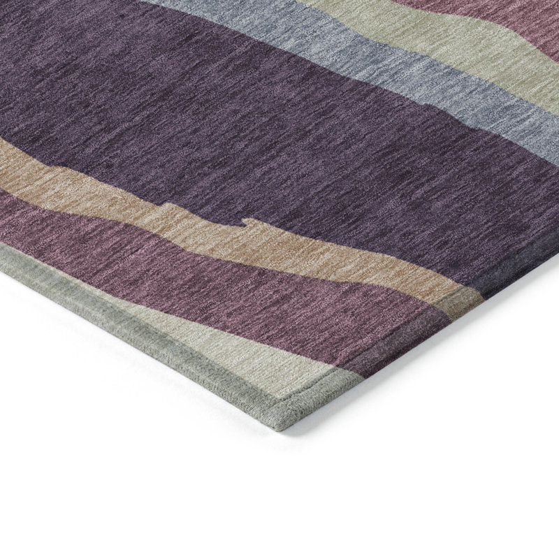 Plum Red Synthetic Washable Rectangular Rug 3' x 5'