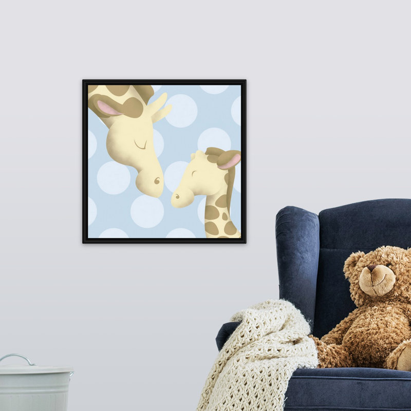 Giraffe maman et baby art Carrickfergus, H 16 po x l 16 po x P 1,75 po, Cadre pour toile flottant noir