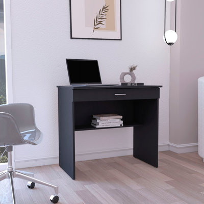 Compact 80 Inch Writing Desk with Drawer and Lower Shelf, Perfect for Home Office and Small Spaces