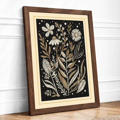 Linocut Garden Botanical - Framed Print
