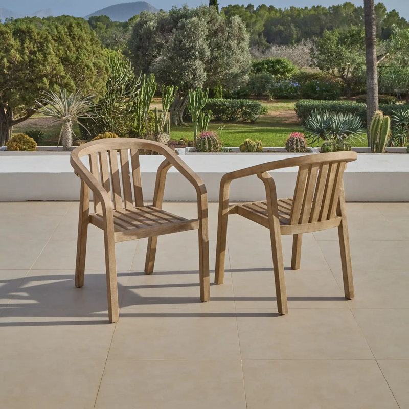 6 - Person Acacia Wood Patio Dining Set with Rectangular Table, No