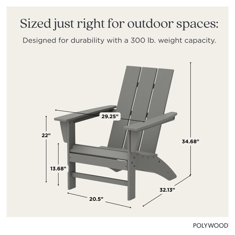POLYWOOD Modern Adirondack Chair, Slate Gray
