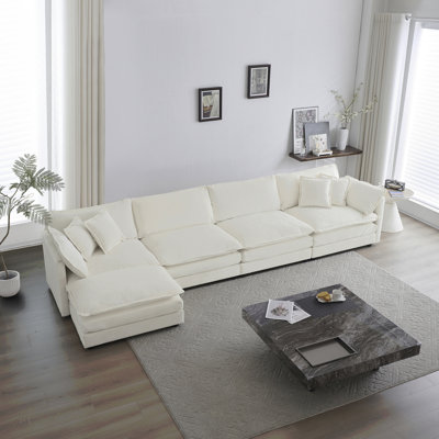 Modular Sectional Sofa For Living Room,U Shaped Couch 5 Seater Convertible Sectional Couch With 1 Ottoman  Chenille