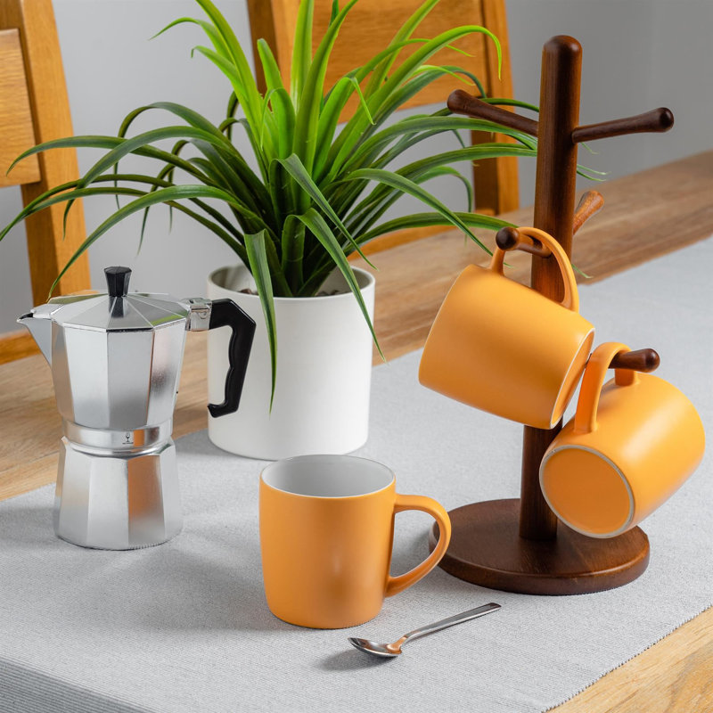 Argon Tableware - Matt Coloured Coffee Mugs - 350ml - Pack of 4, Yellow