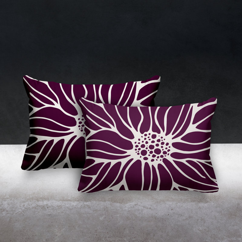 Floral Outdoor Reversible Throw Pillow, Purple