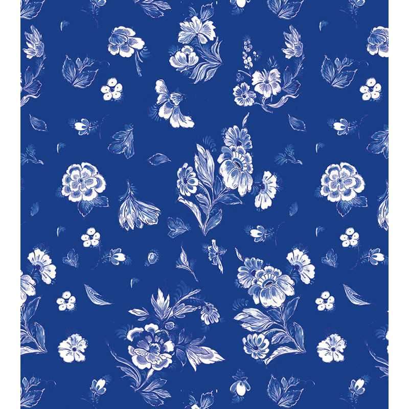 Royal Delft Floral Metallic Wallpaper Roll