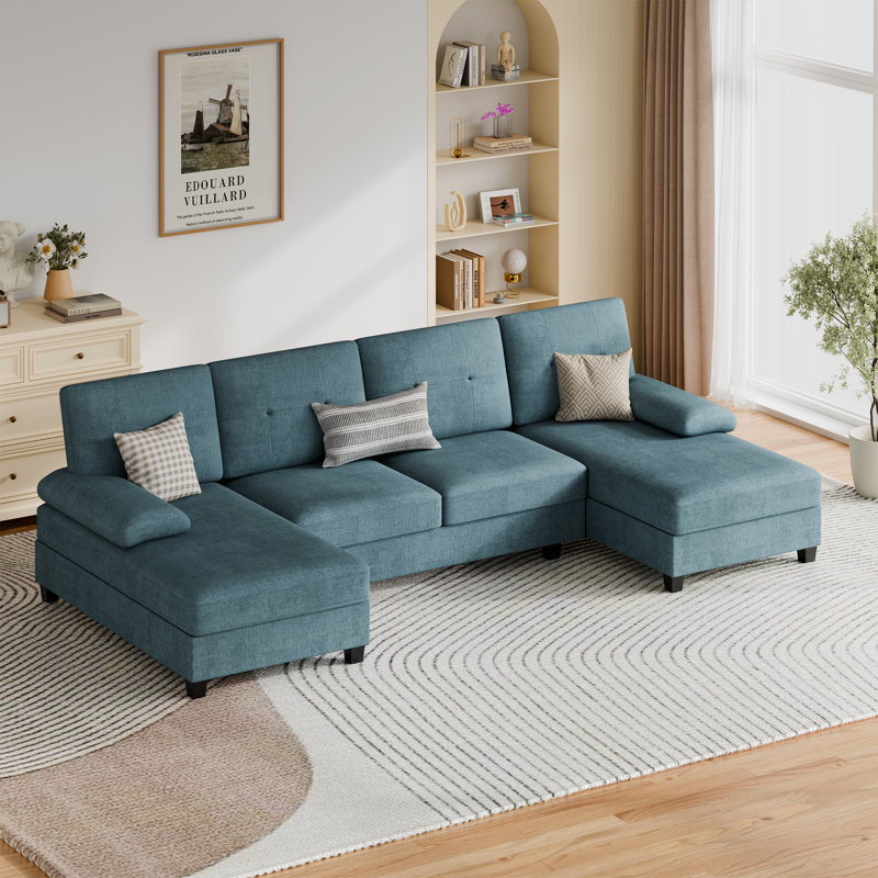 Canapé modulaire 3 pièces pour salon, Bleu brume
