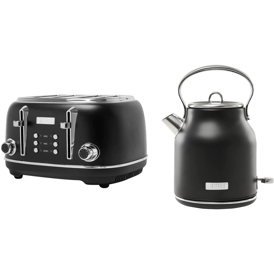 Haden 4 Slice Wide Slot Toaster and 1.7L Electric Kettle Kitchen Appliance Set HADEN