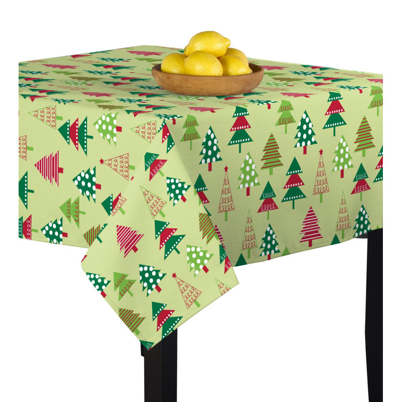 Chayson Decorated Christmas Trees Tablecloth, 90" x 90"