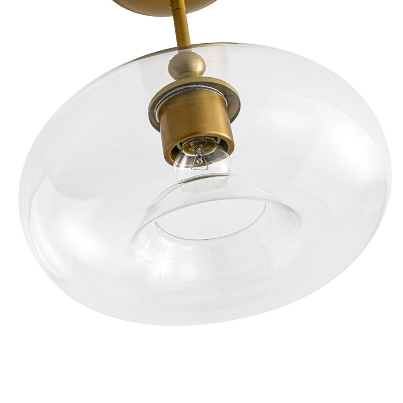 Plafonnier semi-encastré 1 lumière en verre transparent