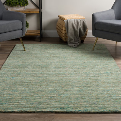 Tapis turquoise en laine touffeté à la main Glenville