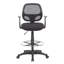 Tabouret de bureau pivotant avec accoudoirs en T Lem, repose-pieds, dossier linéaire en filet noir-137639199