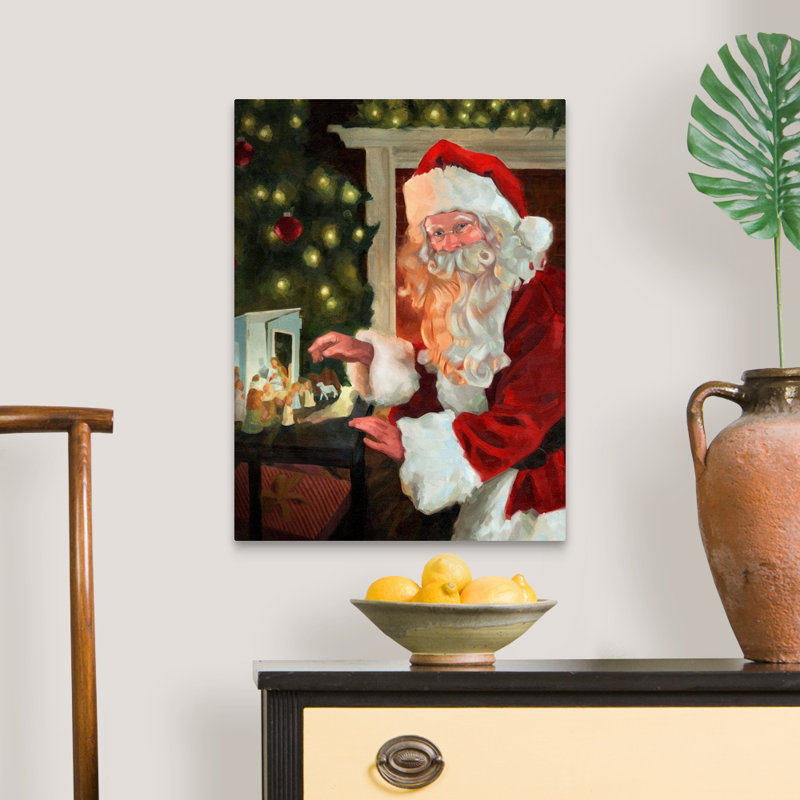 Saint-Nick et la Nativité par Jacob Green - reproduction d'art sur toile, H 24 po x l 18 po x 1,25 po, Toile tendue