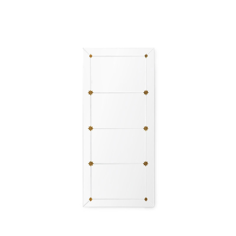 Rosette Flat Beveled Wall Mirror, 49" x 21"