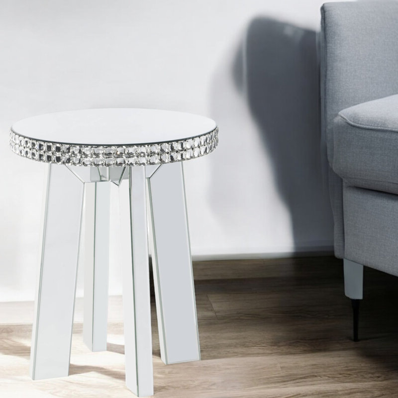 Burtch Round End Table in Mirrored