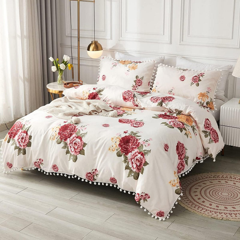 Polyester Standard Floral Duvet Cover, King Duvet Cover + 2 King Pillowcases