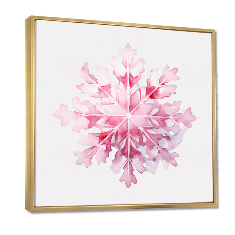 Décoration de Noël flocon de neige rose I - Botanicals, Gold Floater Framed, H 16 po x l 16 po x P 1 po
