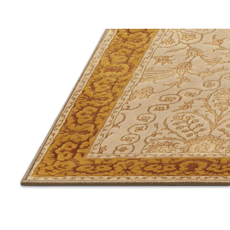 Tapis traditionnel beige / orange Dodington, Rectangle 5 pi x 7 pi