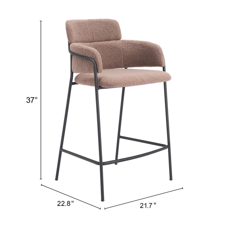 Tabouret de bar et de comptoir Kidman, Tabouret de comptoir (siège d'une hauteur de 26 p, Brun